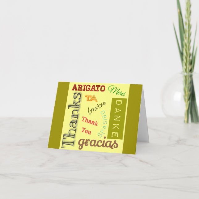 Thank You in Many Languages Typography Design Card (Front)