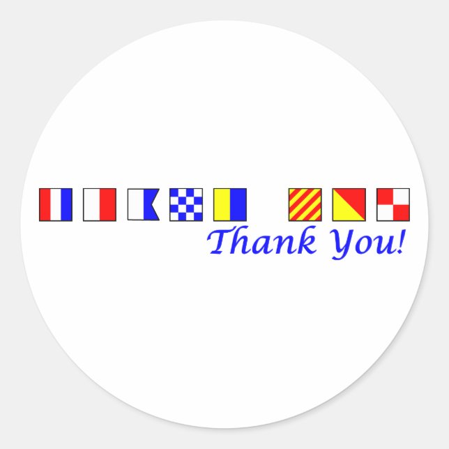 Thank You in nautical flag alphabet Classic Round Sticker (Front)