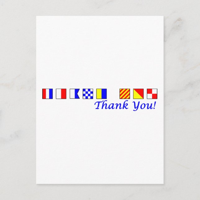 Thank You in nautical flag alphabet Postcard (Front)