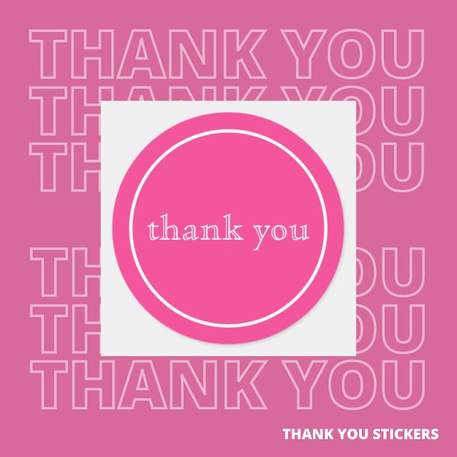 thank you in pink classic round sticker (Creator Uploaded)