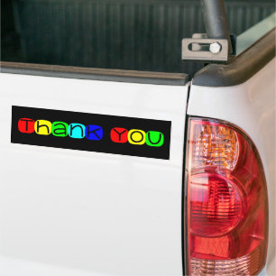 Thank You in Rainbow Text  Bumper Sticker