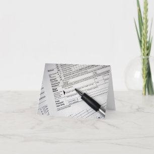 thank you ink pen on tax form card