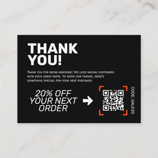 Thank You Insert Card | Discount Code (Front)