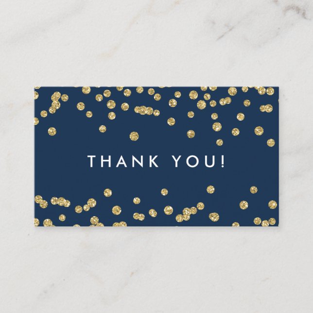 Thank You Insert Gold Faux Glitter Confetti Navy (Front)