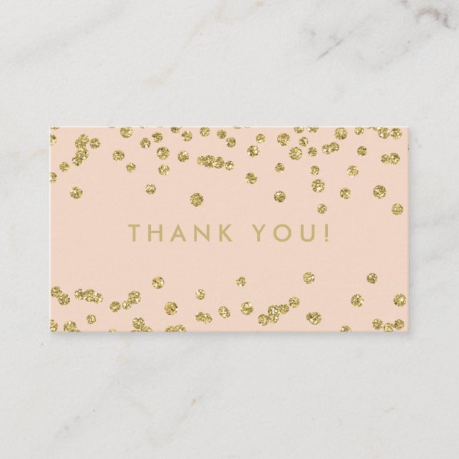 Thank You Insert Gold Glitter Confetti Blush Rose (Front)