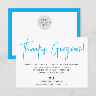 THANK YOU INSERT modern cute biro business aqua  Card