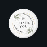 Thank you Intial Wedding Favours Leaf Gold Design Magnet<br><div class="desc">Initial Wedding Favour stickers</div>