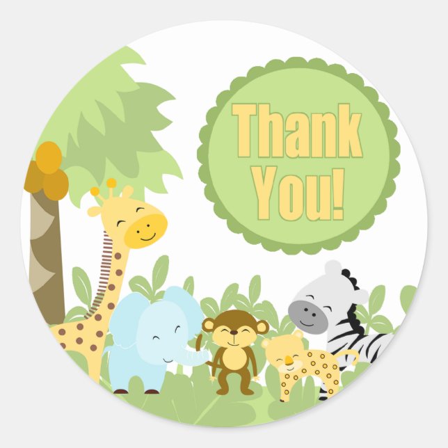 Thank You It's A Jungle Classic Round Sticker (Front)