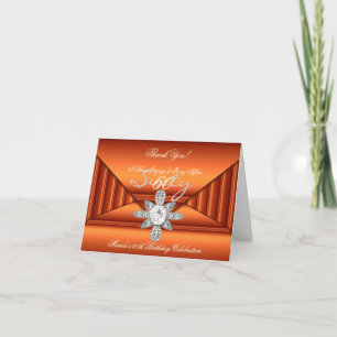 Thank You Ivory Bronze Orange Birthday Party Jewel Card