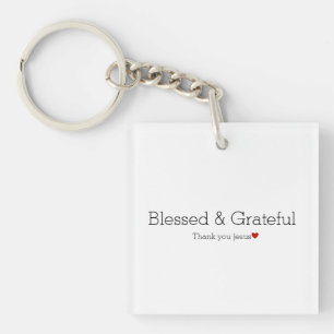 Thank You Jesus Blessed & Grateful Faith Heart Key Ring