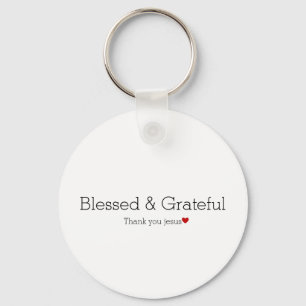 Thank You Jesus   Blessed & Grateful   Faith Heart Key Ring