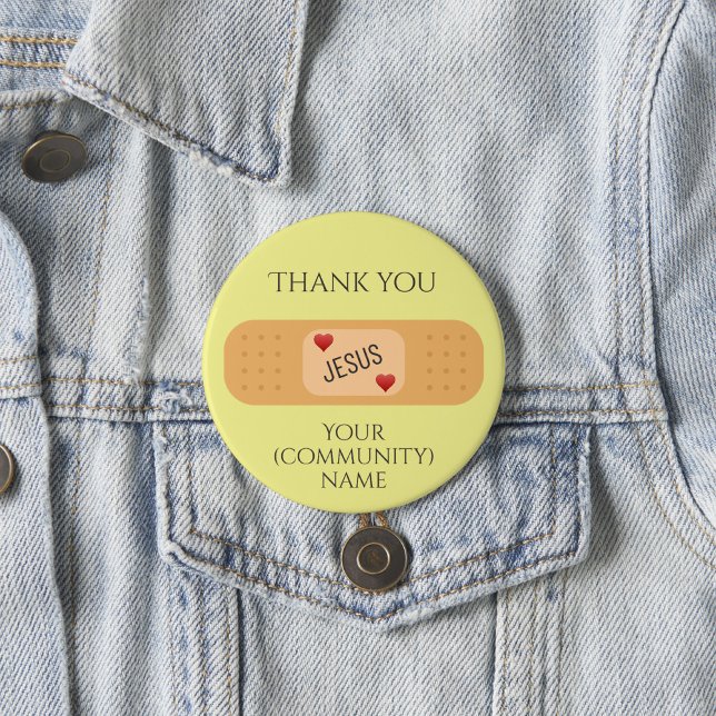 Thank you Jesus christ healer saviour yellow Butto 3 Cm Round Badge (Creator Uploaded)