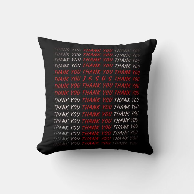 Thank You Jesus: Christian Cross Text Faith Cushion (Front)