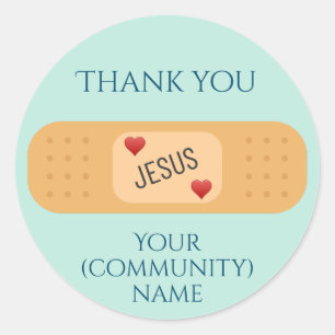 Thank you Jesus healer patch teal Button Classic Round Sticker