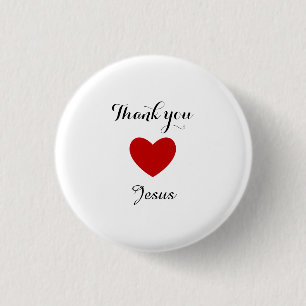 Thank You Jesus Modern Christian Faith Heart 3 Cm Round Badge