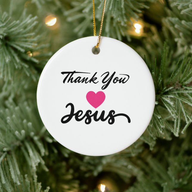 Thank You Jesus | Modern Christian Faith Heart Ceramic Ornament (Tree)