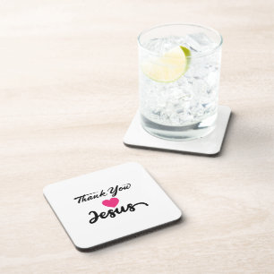 Thank You Jesus Modern Christian Faith Heart Coaster