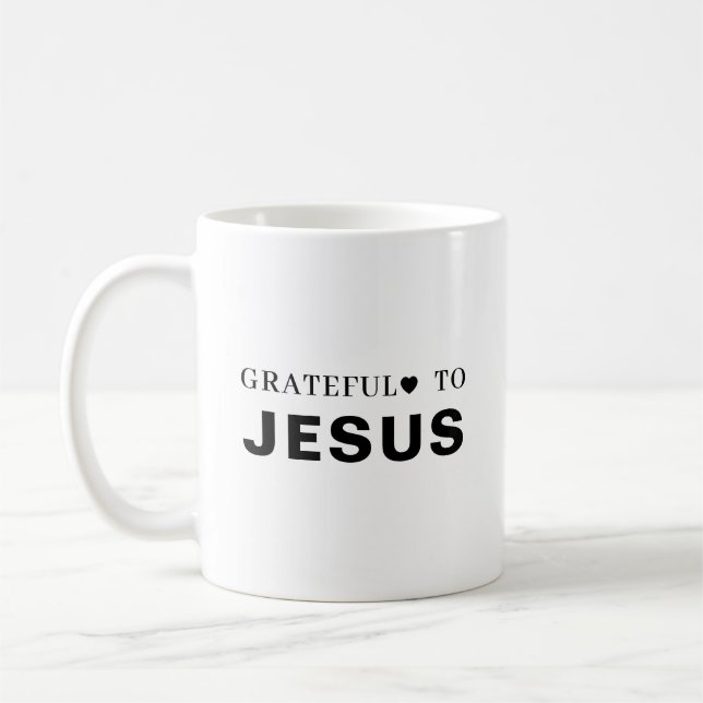 Thank You Jesus Modern Christian Faith Heart Coffee Mug (Left)