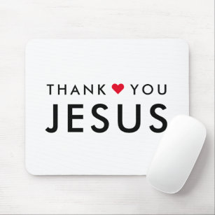 Thank You Jesus   Modern Christian Faith Heart Mouse Pad