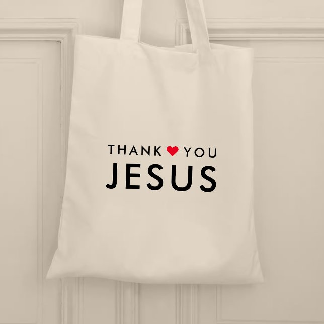Thank You Jesus | Modern Christian Faith Heart Tote Bag (Creator Uploaded)