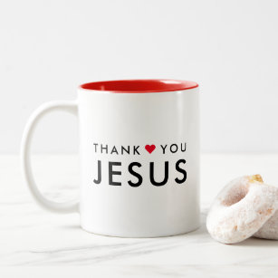 Thank You Jesus   Modern Christian Faith Heart Two-Tone Coffee Mug