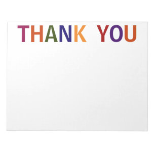 Thank You Jewel Tone Block Print 11 x 8.5 Notepad