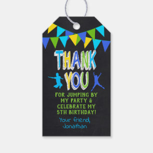 Thank You Jump Bounce Blue Party Favour Tag