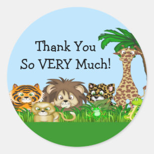Thank You! Jungel Baby Shower Classic Round Sticker