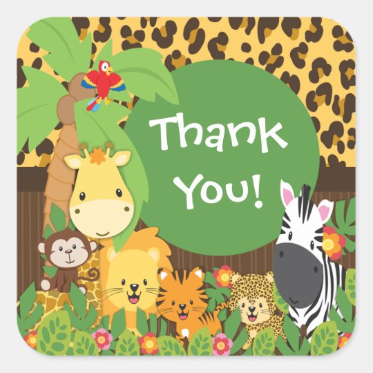 jungle safari thank you stickers