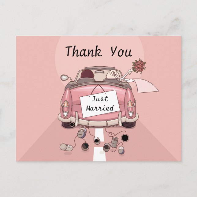 Thank You Just Married Wedding Postcard (Front)