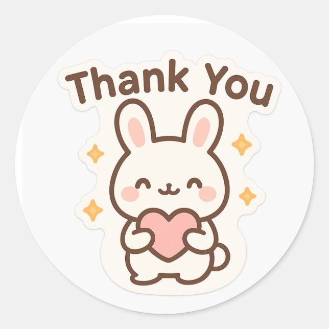 Thank You Kawaii Bunny Sticker (Front)