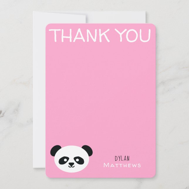Thank You Kawaii Panda Bear Personalised Pink (Front)
