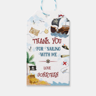 Thank you Kids pirate party Baby boy birthday Gift Tags