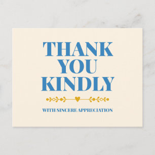 Thank You Kindly Elegant Typography Postcard