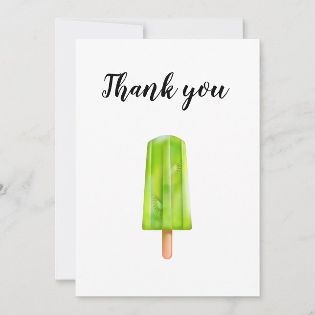 Thank you kiwi popsicles greeting card. (Front)
