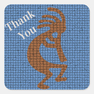 Thank You Kokopelli Flute Player Mosaic Southwest Square Sticker