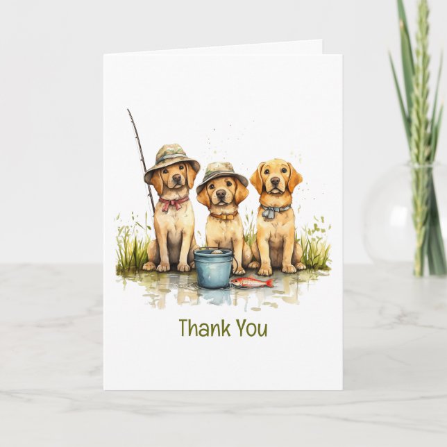Thank You Labrador Retriever Dogs Fishing Card (Front)