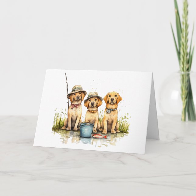 Thank You Labrador Retriever Dogs Fishing Card (Front)
