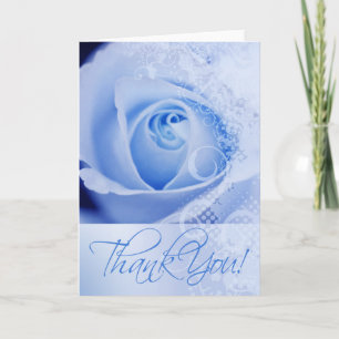 Thank You Lace Rose Greeting Card (blue)