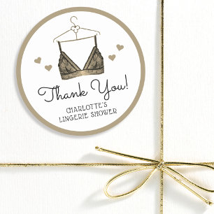 Thank You Lace Watercolor Lingerie Bridal Shower Classic Round Sticker