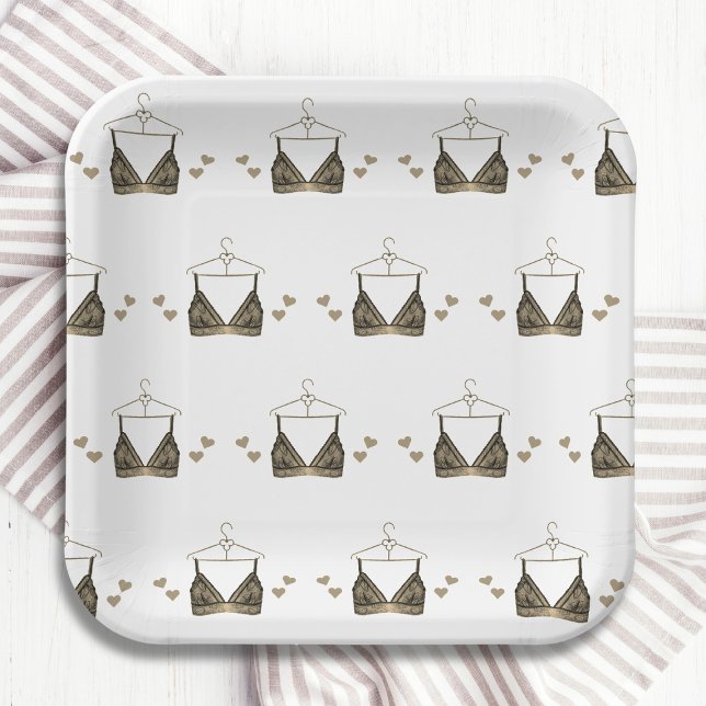 Thank You Lace Watercolor Lingerie Bridal Shower Paper Plate (Creator Uploaded)