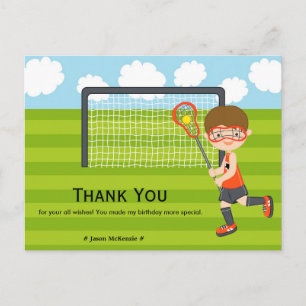 Thank You Lacrosse birthday Postcard