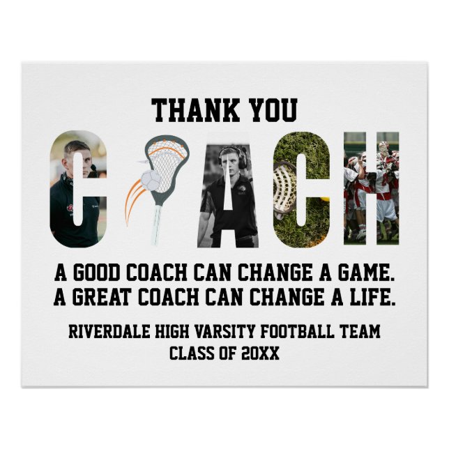 Thank You Lacrosse Coach Poster (Front)