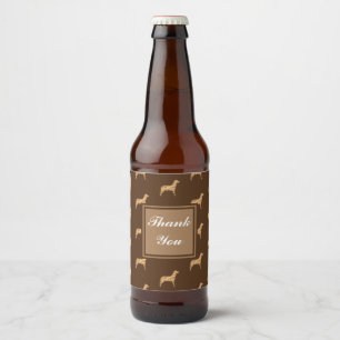 Thank You Large Brown Dog Pattern Appreciation Beer Bottle Label