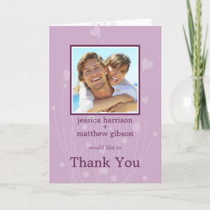 Thank You Lavender Hearts Photo Card