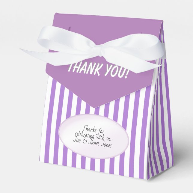 Thank You - Lavender Simple Stripes Pattern Favour Box (Front Side)