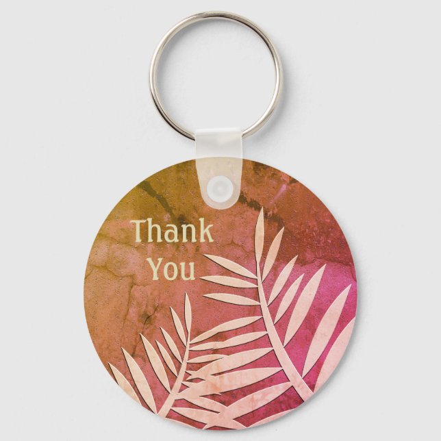 Thank you Leaf Silhouette Marbled Appreciation Key Ring (Front)