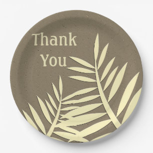 Thank You Leaf Silhouette Nature Appreciation Paper Plate