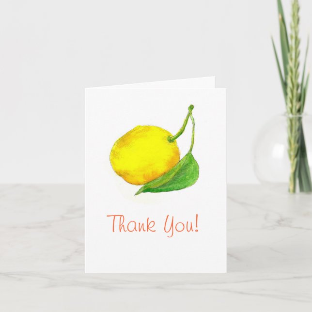 Thank You Lemon Fruit Watercolor Art Painting Card (Front)