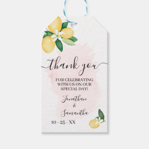 Thank you Lemons Pink Bridal Wedding Shower Favour Gift Tags